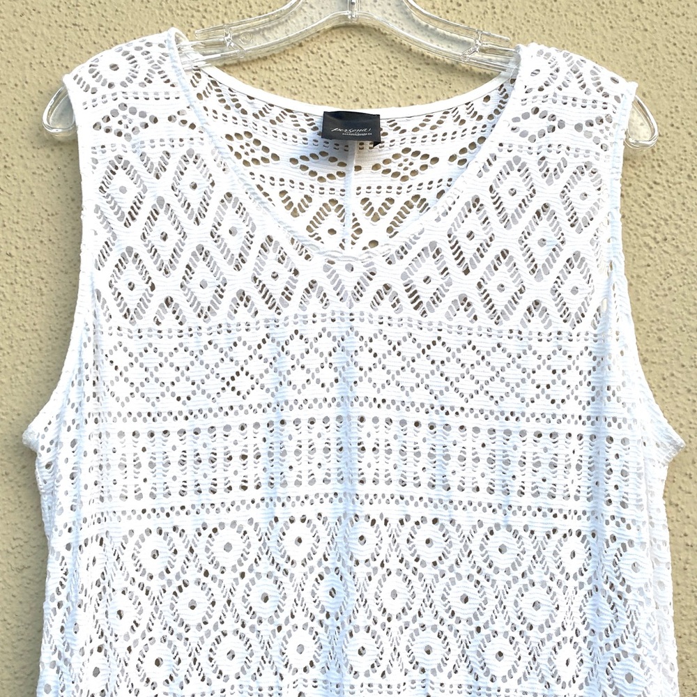 PERSONA by Marina Rinaldi white lace dress crochet maxi sleeveless coverup long - Picture 5 of 11